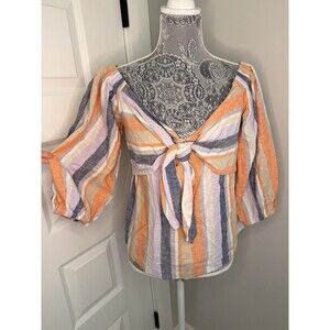New York & Company Lavender Field Blouse Flared Sleeve Womens Medium NWT